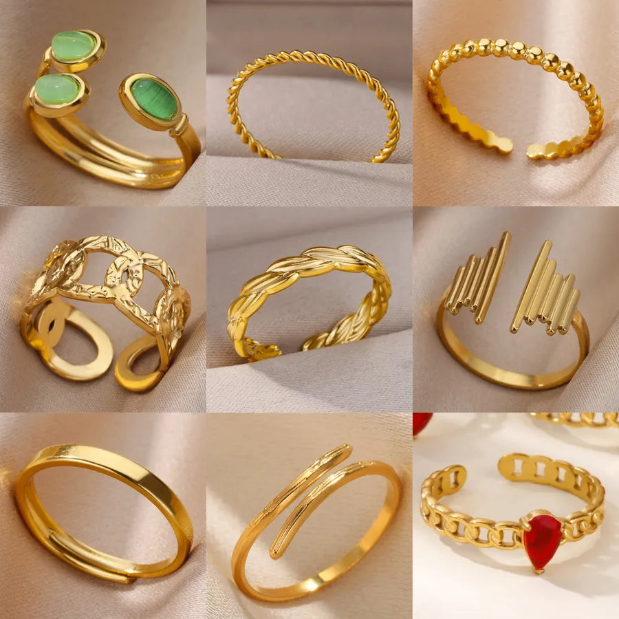 18K Gold Plated Geometric Zirconia Ring