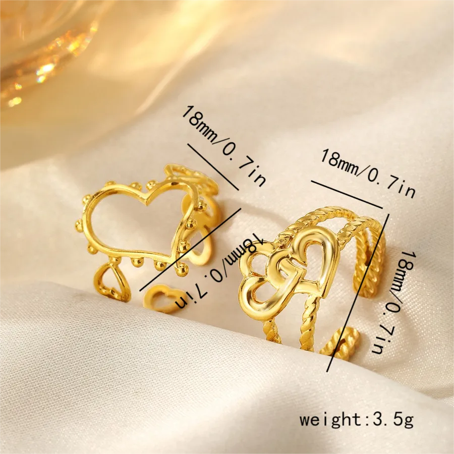 Adjustable Gold Stainless Steel Open Ring Average Size Gold 008#