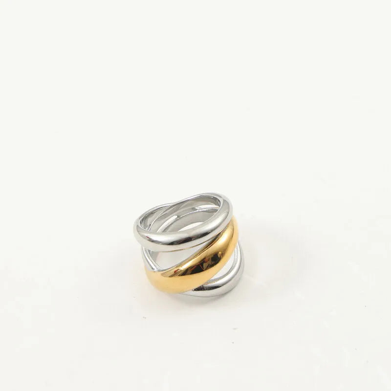 18K Gold Geometric Titanium Steel Ring Gold No. 8 A1946