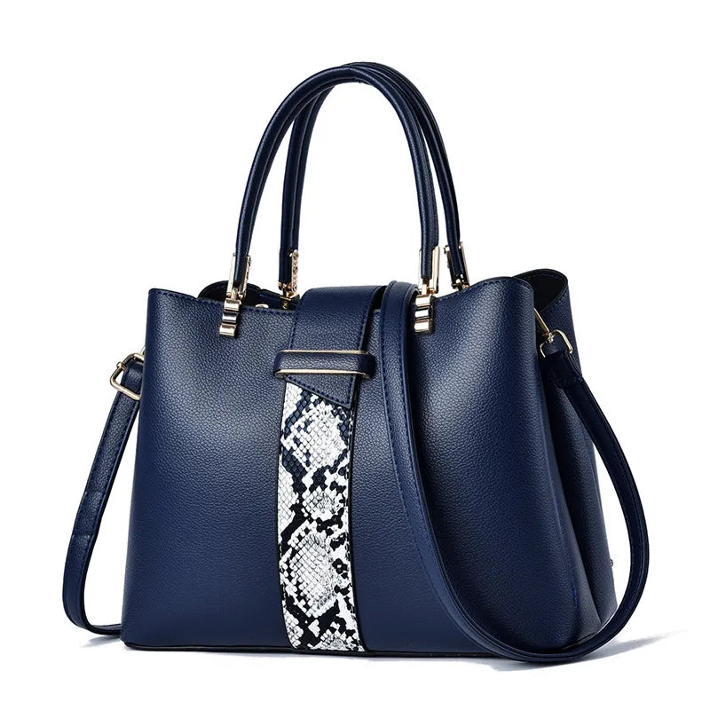 Large Capacity PU Leather Crossbody Handbag Dark Blue