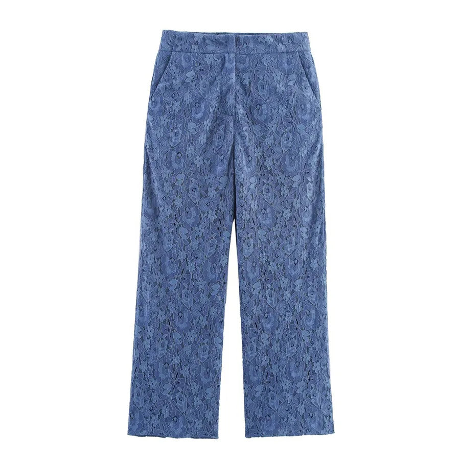 Women's Elegant Lace Blazer & Pants Set Pants