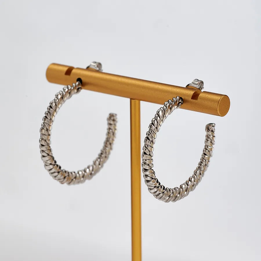 18K Gold Plated Retro Braided Stainless Earrings