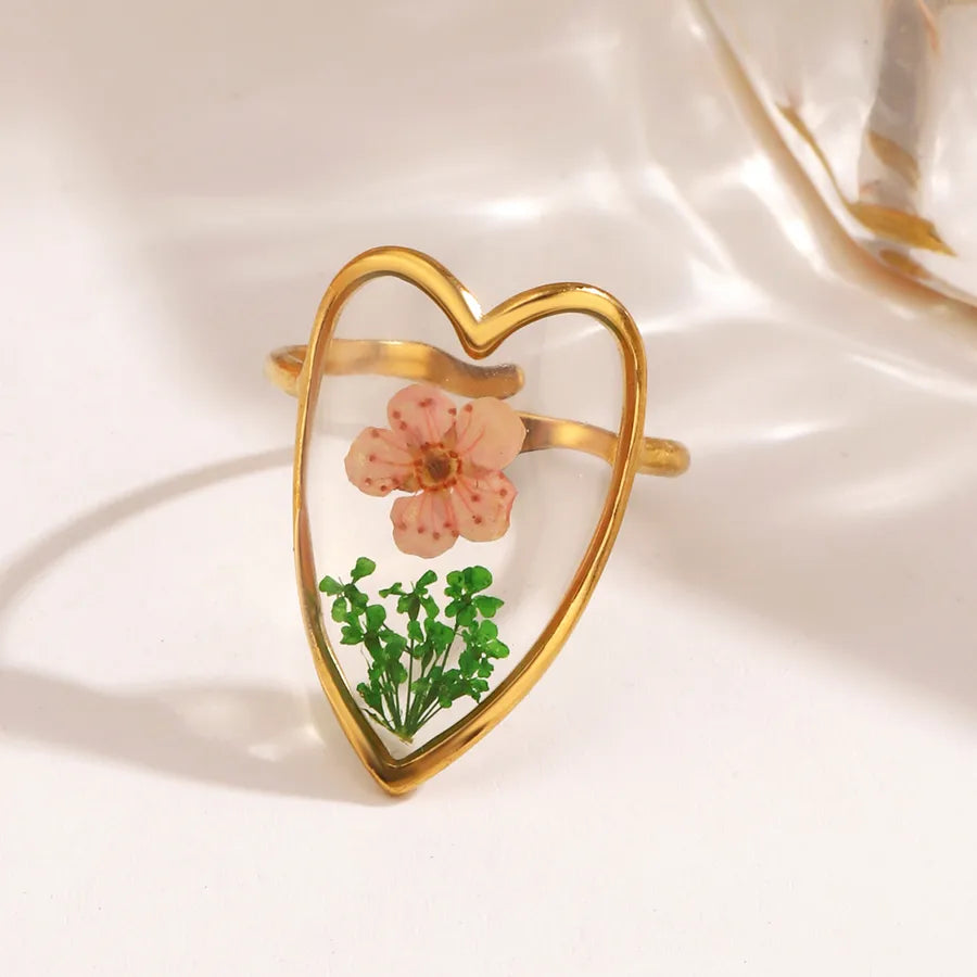 18K Gold Flower Open Ring – Stainless Steel