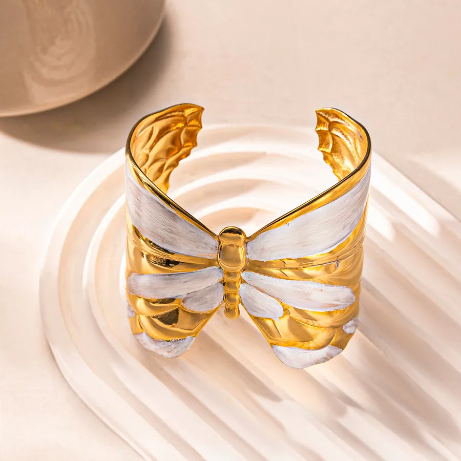 18K Gold Butterfly Leaf Bracelet for Women