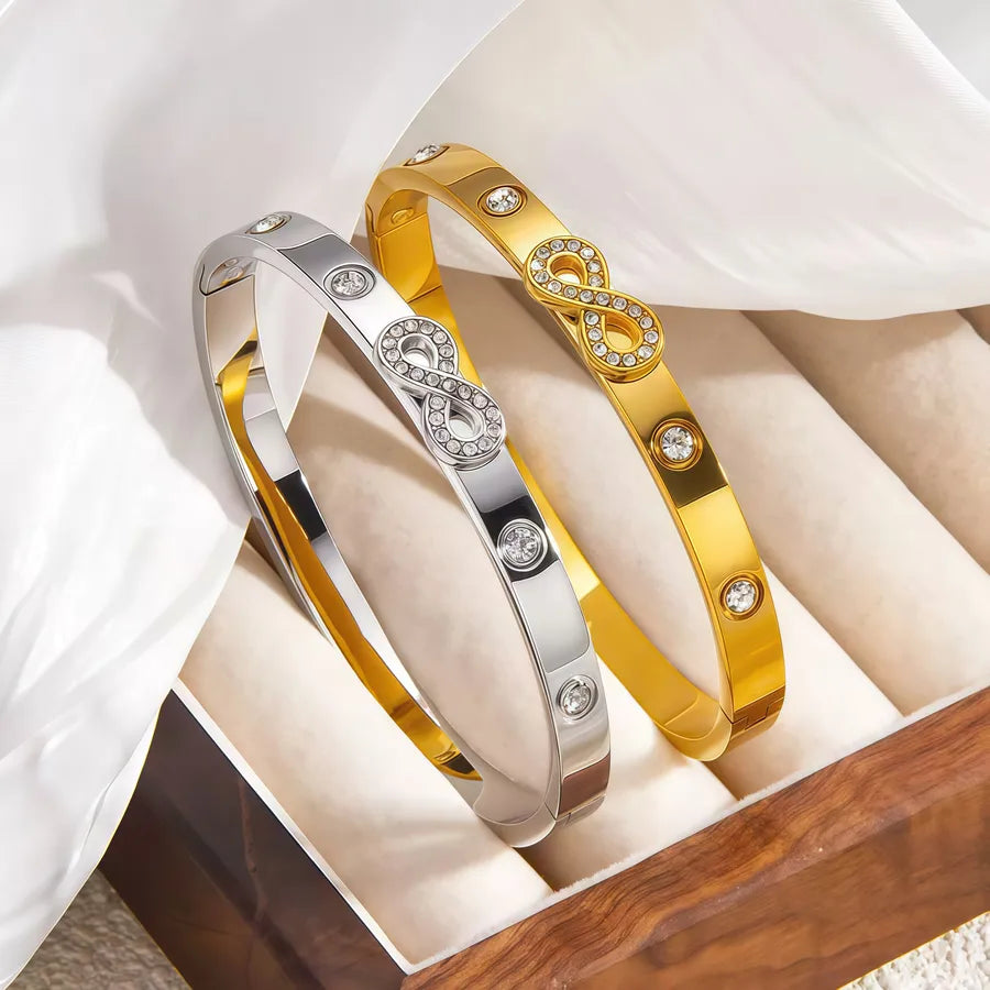 18K Gold Infinity Bracelet with Rhinestones