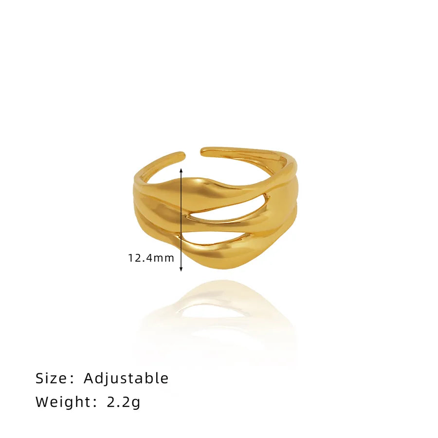 18K Gold Plated Hollow Stainless Steel Ring Wide Version