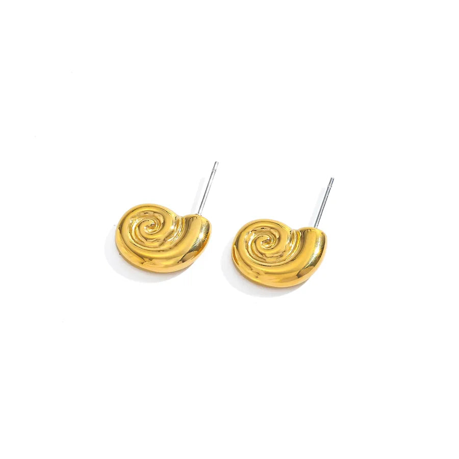 18K Gold Plated Snail Stud Earrings for Women