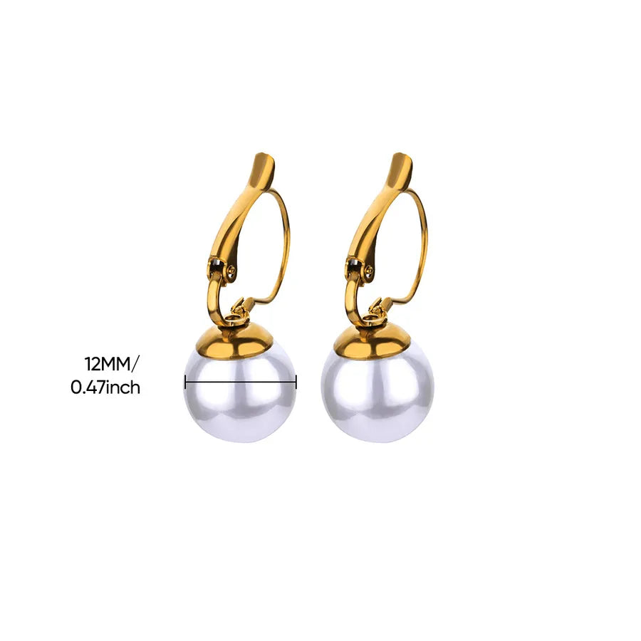 18K Gold Plated Pearl Geometric Hoop Earrings 1