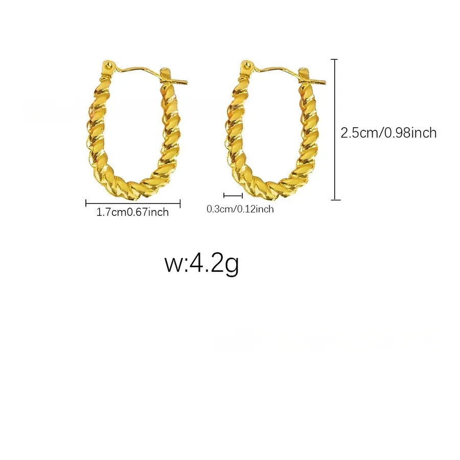 Elegant Gold Titanium Steel Hoop Earrings