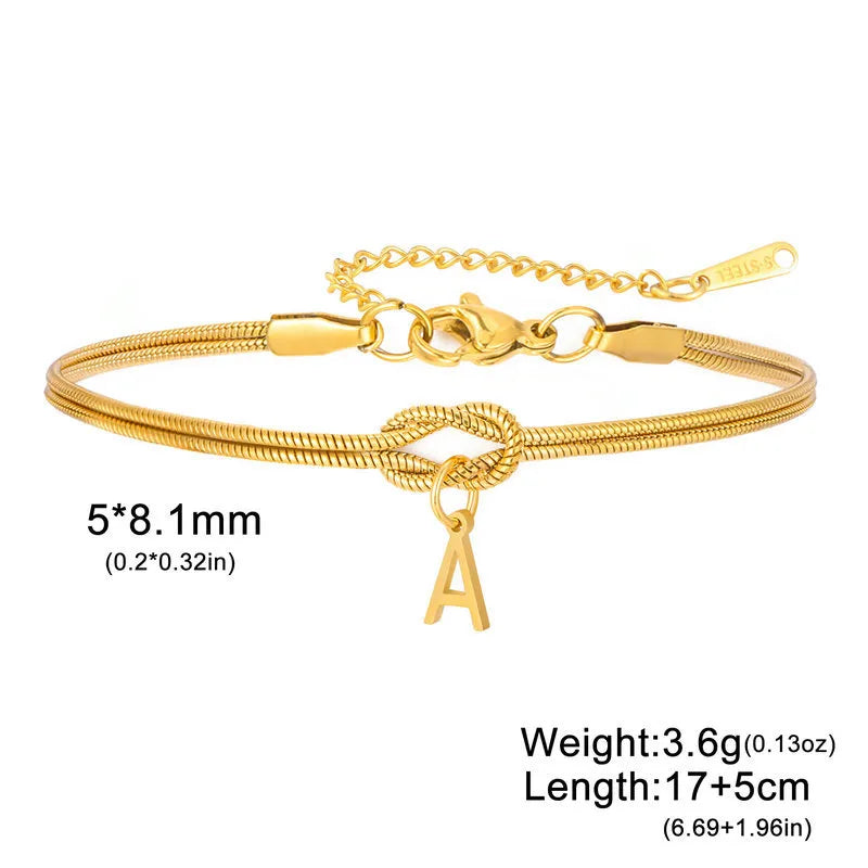 Double Layer Stainless Steel Letter Bracelet Letter a ( Gold )