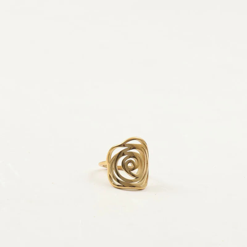Gold Plated Rose Flower Ring for Women