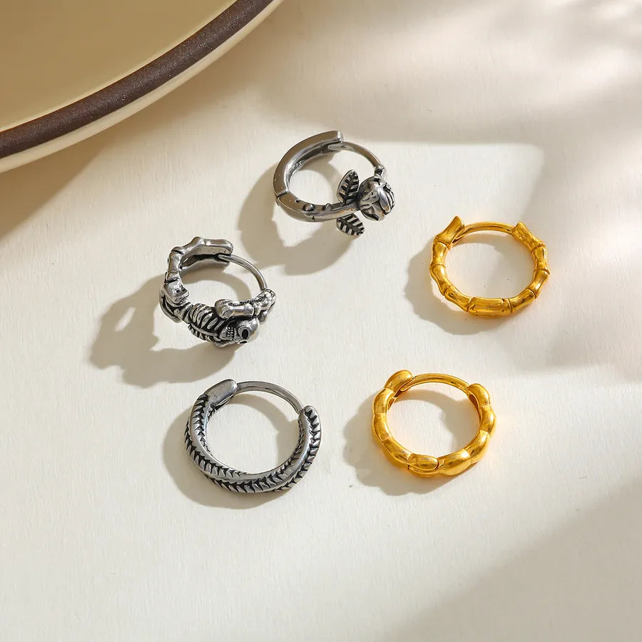 18K Gold Plated Rose Skull Earrings