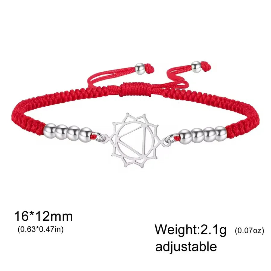 Mandala Lotus Red Rope Bracelet Element 4-steel Color with Red Rope