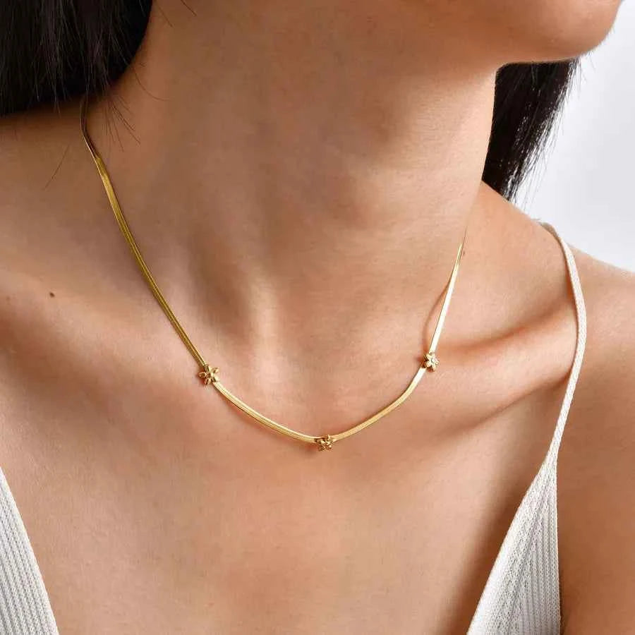 Gold Plated Heart & Bow Stainless Steel Necklace