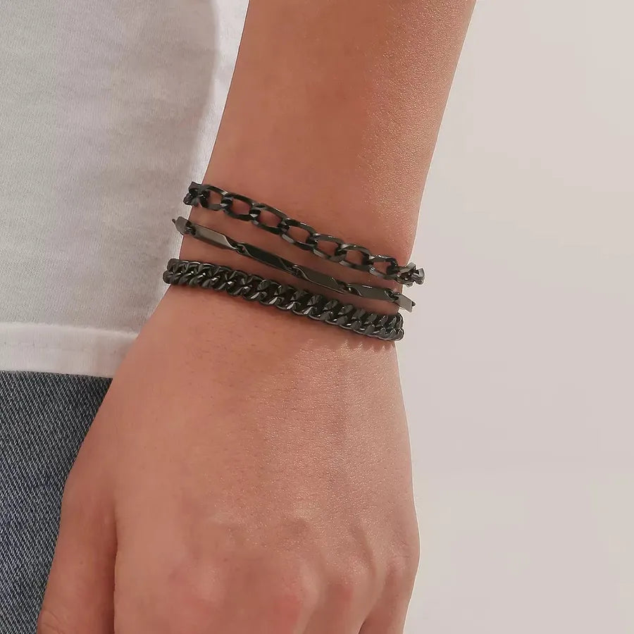 Unisex Titanium Steel Geometric Bracelet Vacuum Black