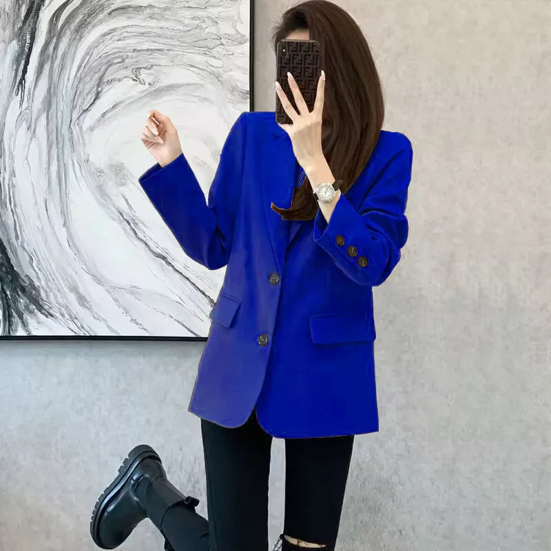 Women's Khaki Mid-Length Blazer Blue