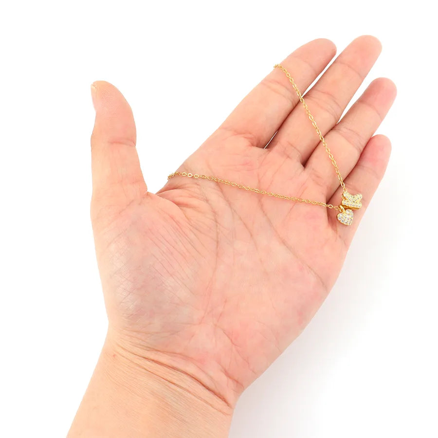 18K Gold Plated Heart Letter Pendant Necklace