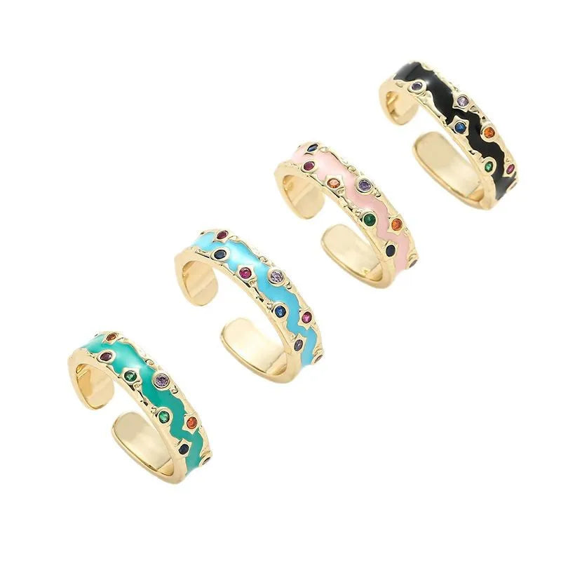 Colorful Enamel Open Ring for Women
