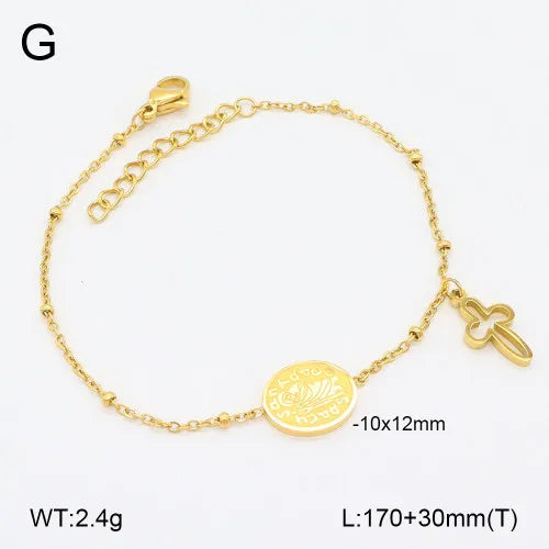 Vintage Gold Cross Stainless Steel Bracelet 170*5+30mm 3 Gold 1 Strand Package