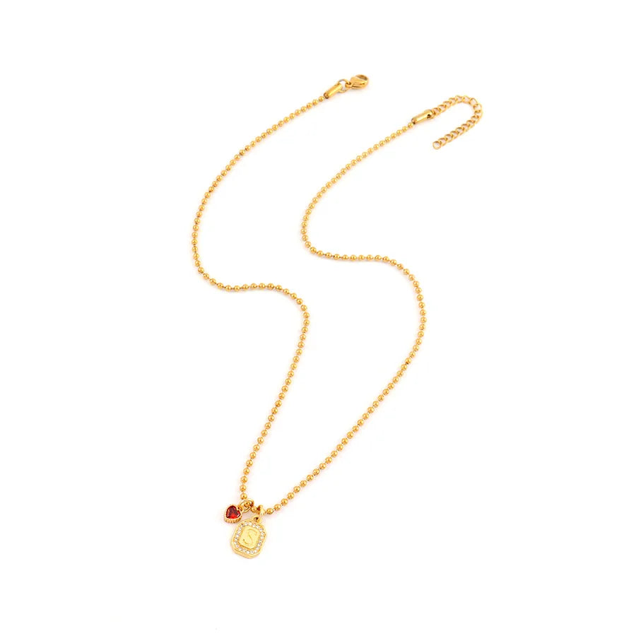 Gold Heart Crystal Pendant Necklace for Women