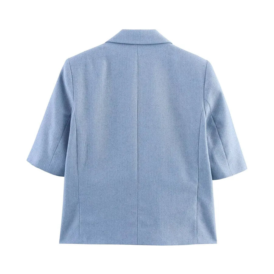 Women's Short Sleeve Blazer & Pleated Pants Set