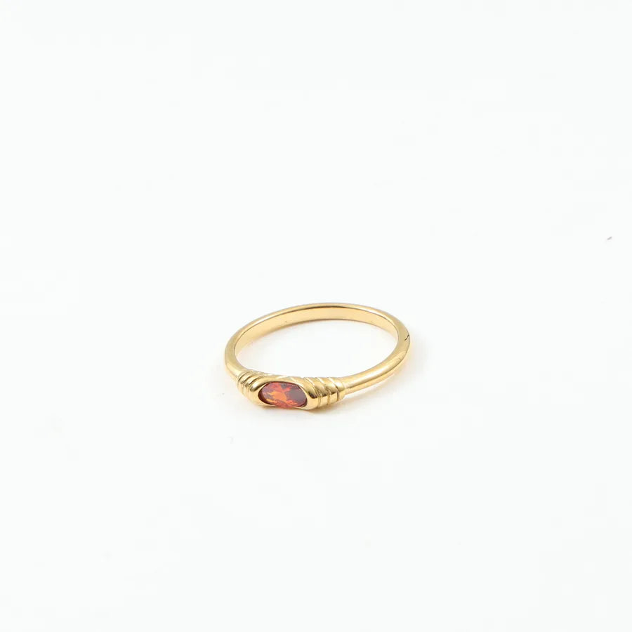 18K Gold Plated Red Zirconia Titanium Ring
