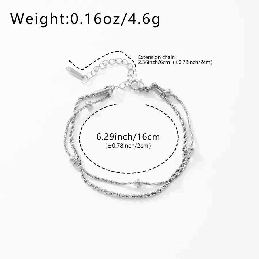 18K Gold Plated Double-Layer Steel Bead Bracelet