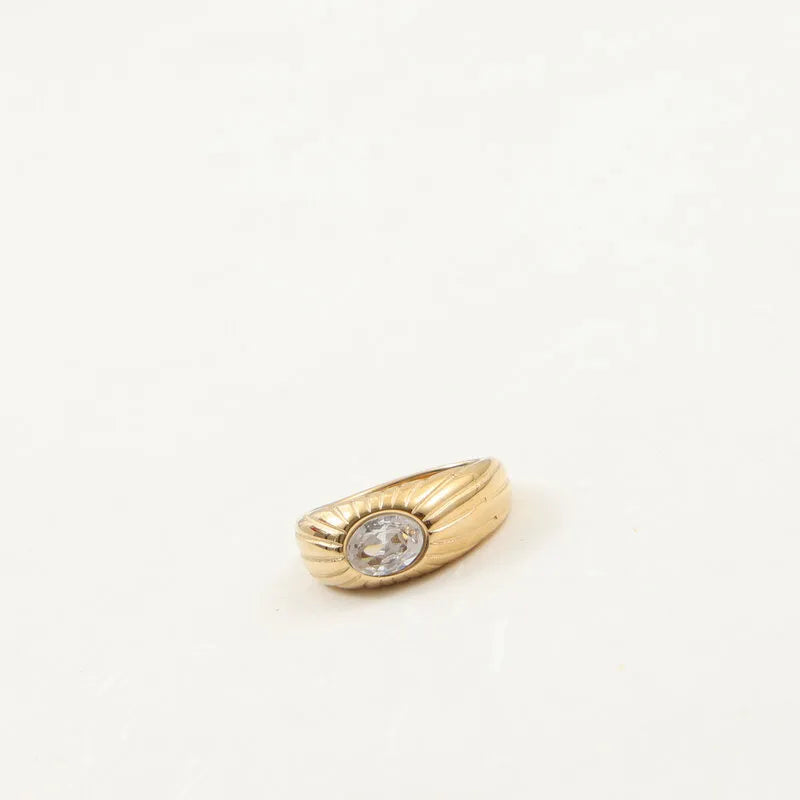 18K Gold Plated Titanium Zircon Ring