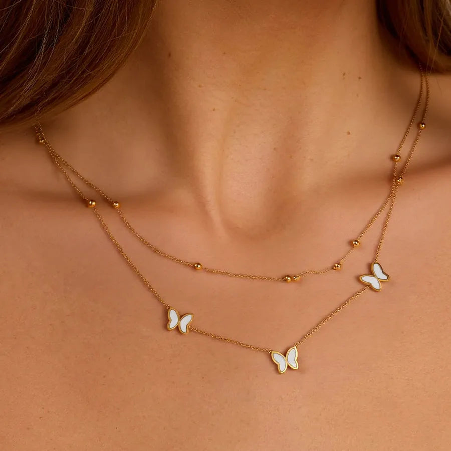 18K Gold Butterfly Pendant Necklace