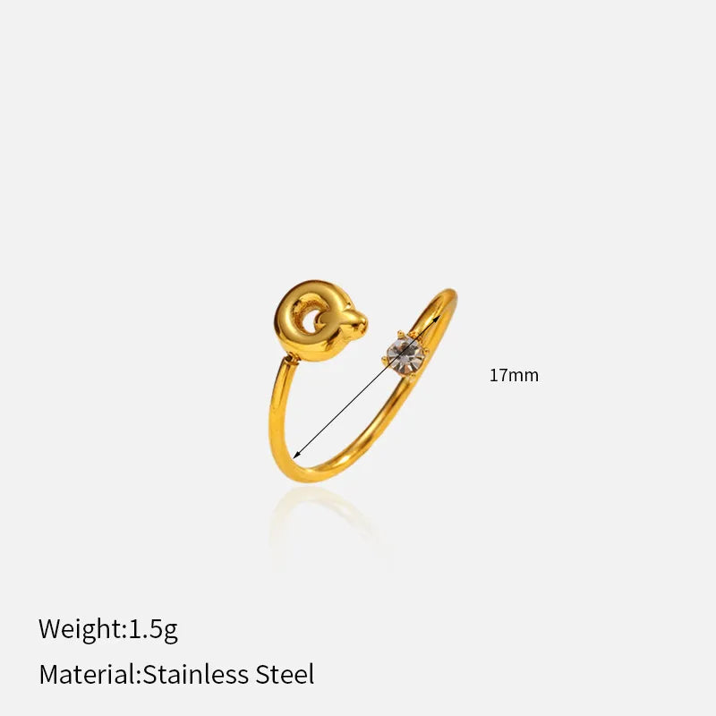 Gold Plated Adjustable Letter Ring for Women YHTSR-250728 (letter Q)