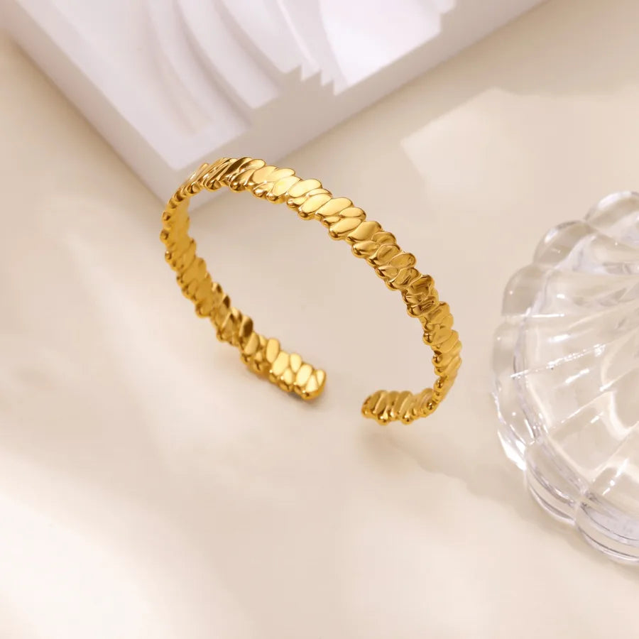 Gold Plated Geometric Stainless Steel Bangle