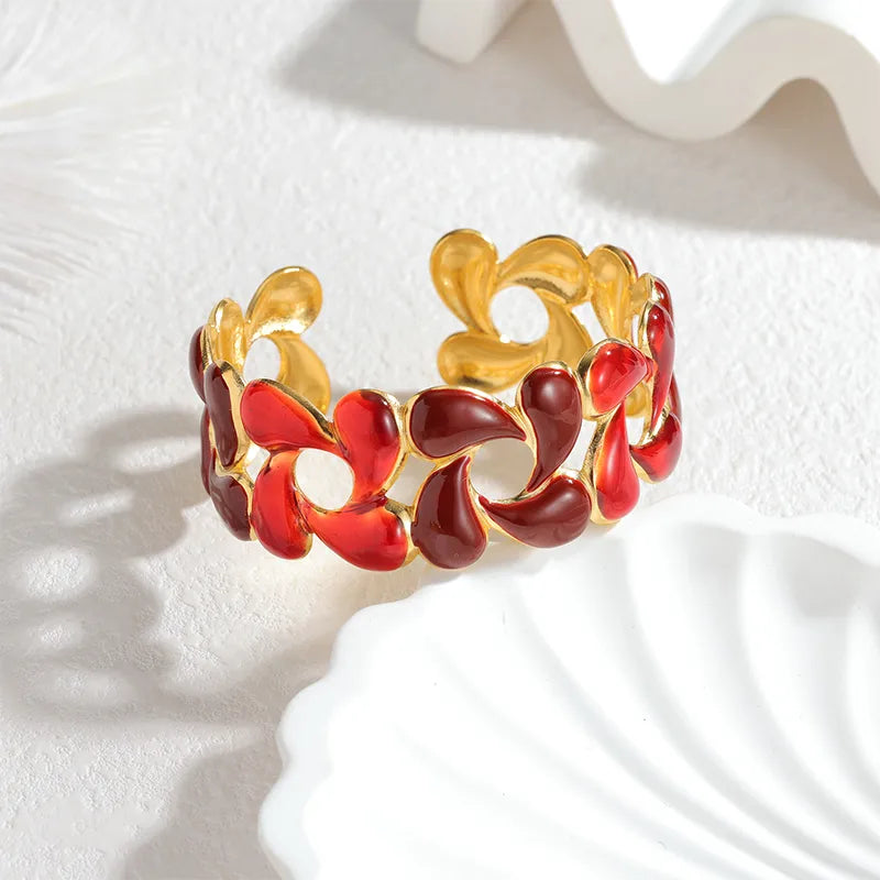 Gold Spiral Open Bangle Bracelet for Women