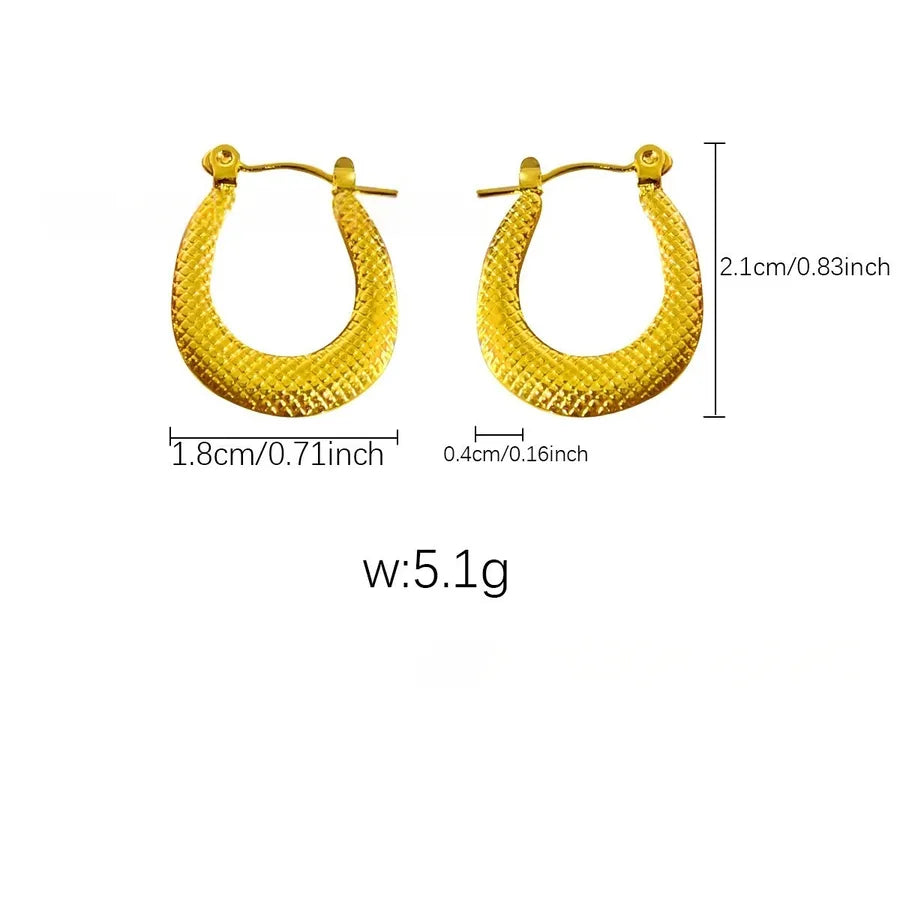 Elegant Gold Titanium Steel Hoop Earrings