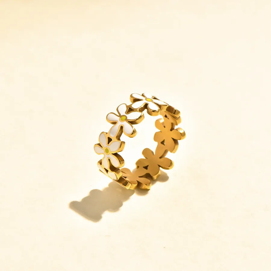 Gold Plated Boho Daisy Geometric Ring