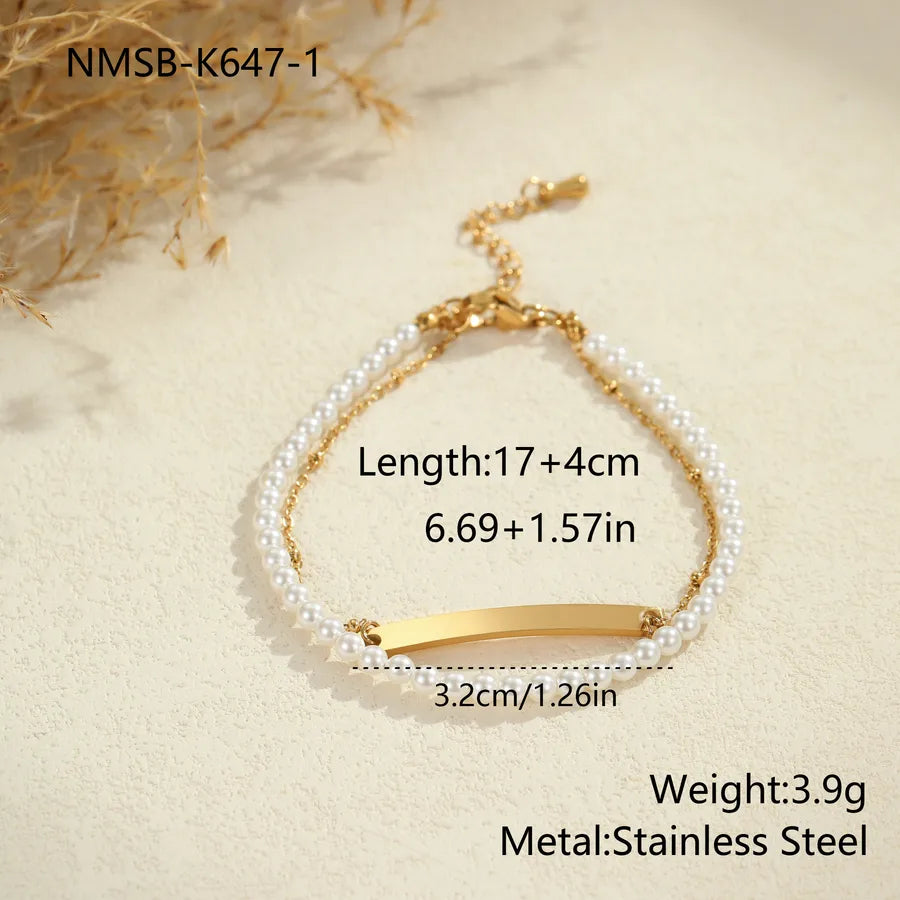 Personalized Pearl Gold Bracelet for Women NMSB-K647-1 Gold Bracelet