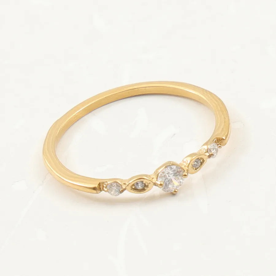 18K Gold Plated Zircon Titanium Steel Ring