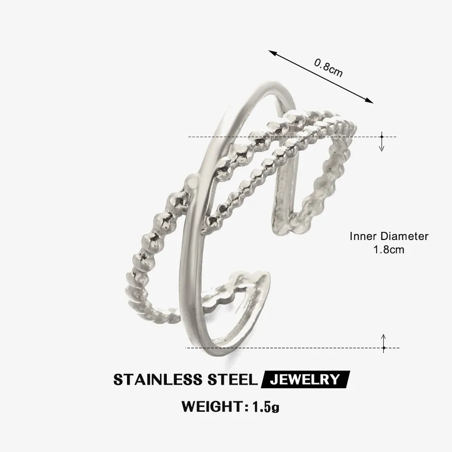 18K Gold Plated Geometric Open Ring for Women Steel Color