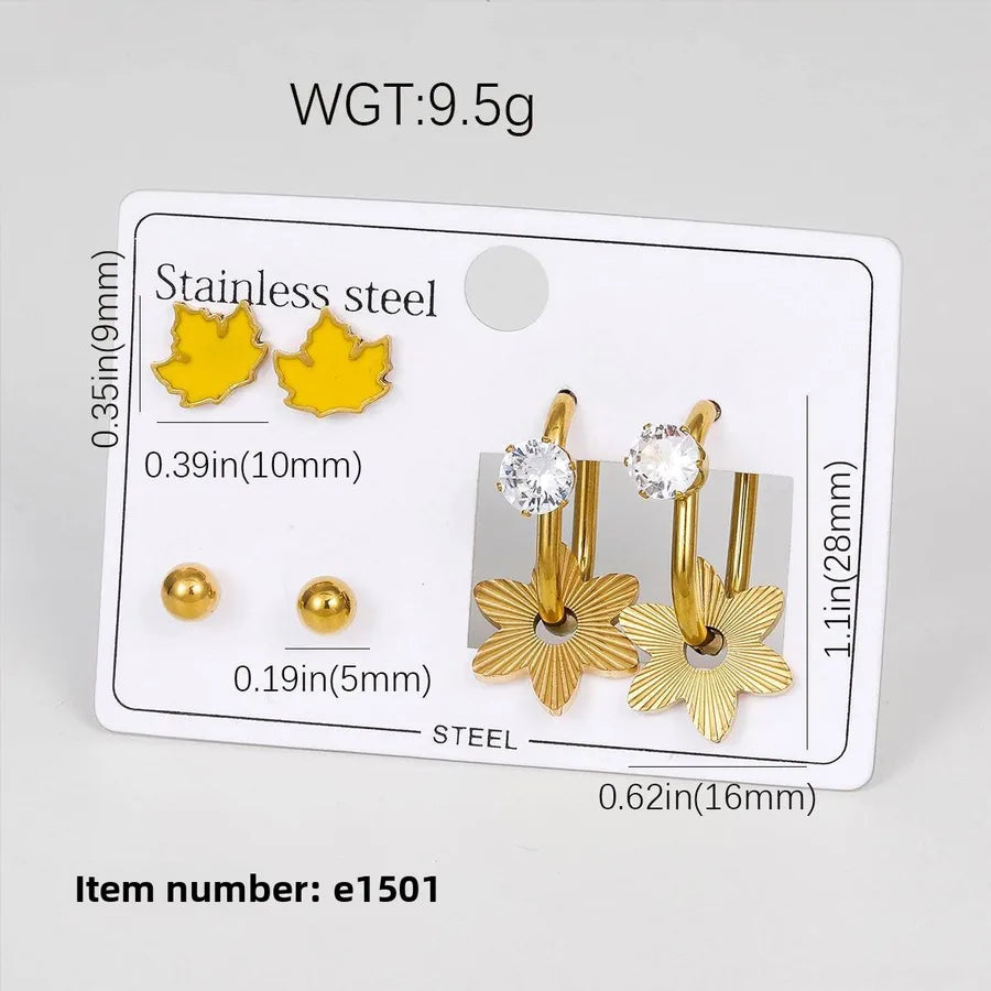 18K Gold Plated Star & Heart Drop Earrings E-1501