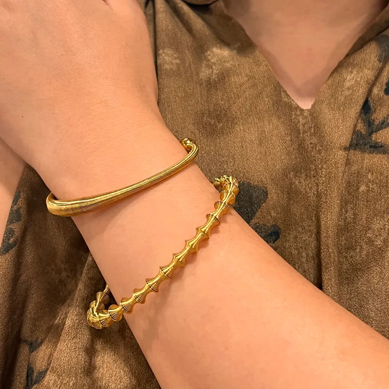 Gold Stainless Steel Cuff Bracelet for Women & Men