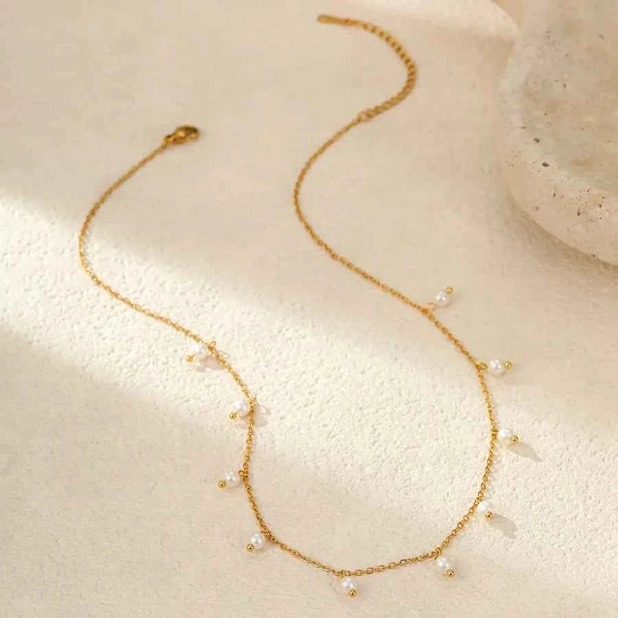 18K Gold Plated Pearl Tassel Necklace for Women