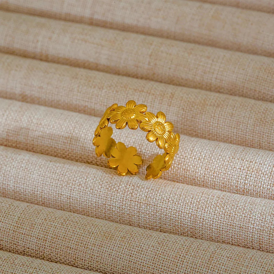 Adjustable 18K Gold Stainless Steel Ring 12