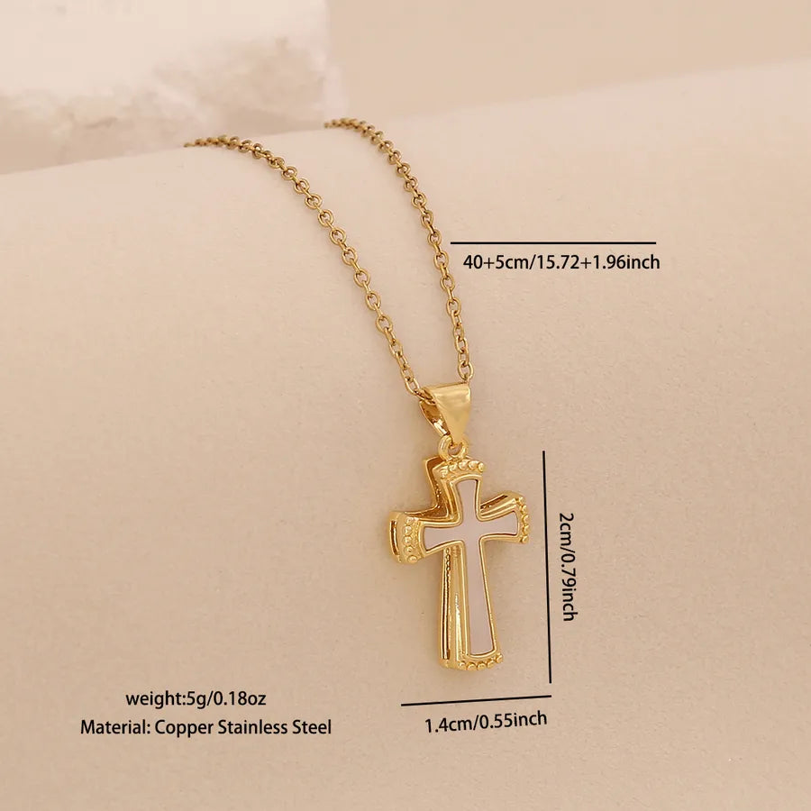 18K Gold Plated Cross & Butterfly Pendant Necklace Average Size Gold 7# Cross