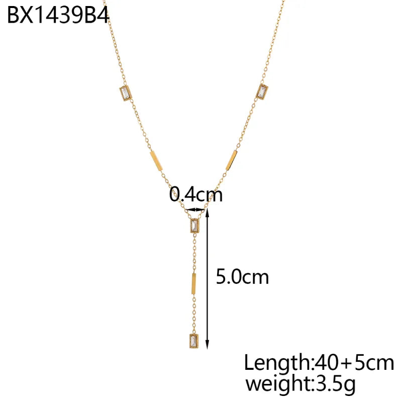 18K Gold Plated Geometric Titanium Necklace One Size BX1439B4 9*9*1