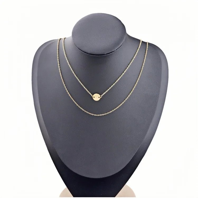 Gold Plated Stainless Steel Layered Pendant Necklace