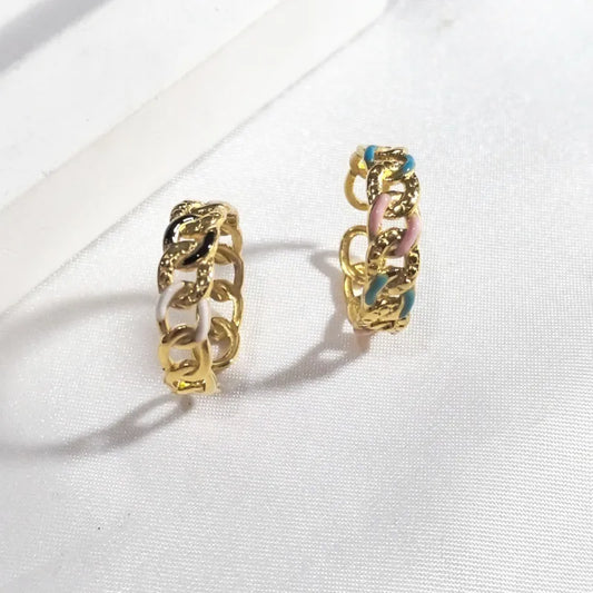 Gold Stainless Steel Open Ring – Cross Design