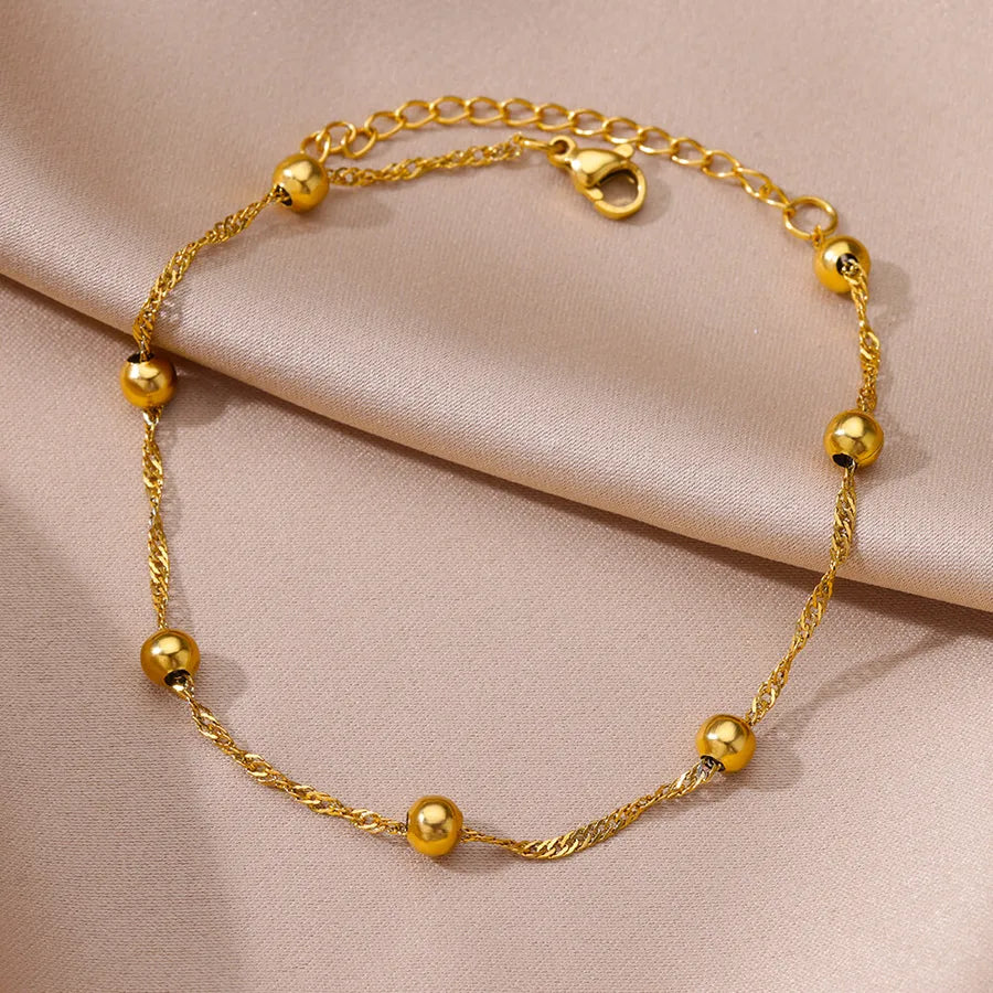 Boho Devil's Eye Heart Gold Anklet