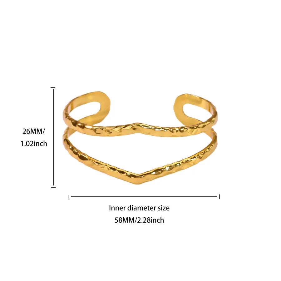 Gold Plated Geometric Wide Cuff Bracelet B2049G