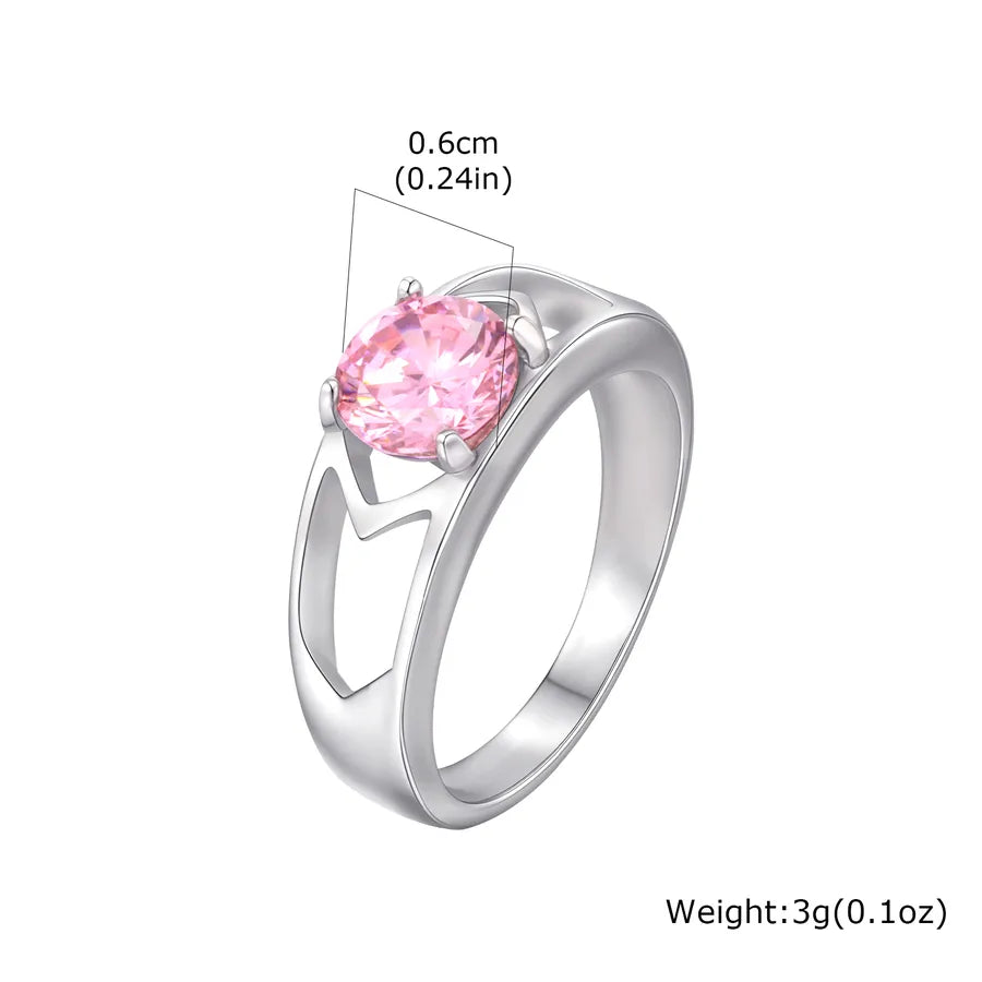 Elegant Pink Zircon Stainless Steel Ring