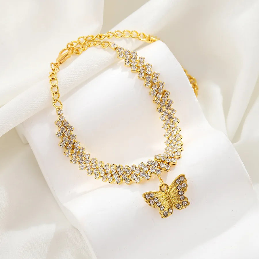 Butterfly Rhinestone Anklet for Women