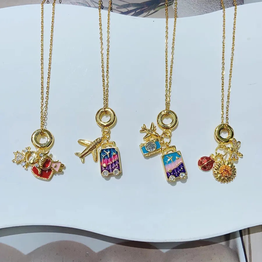 18K Gold Plated Stainless Steel Airplane Necklace